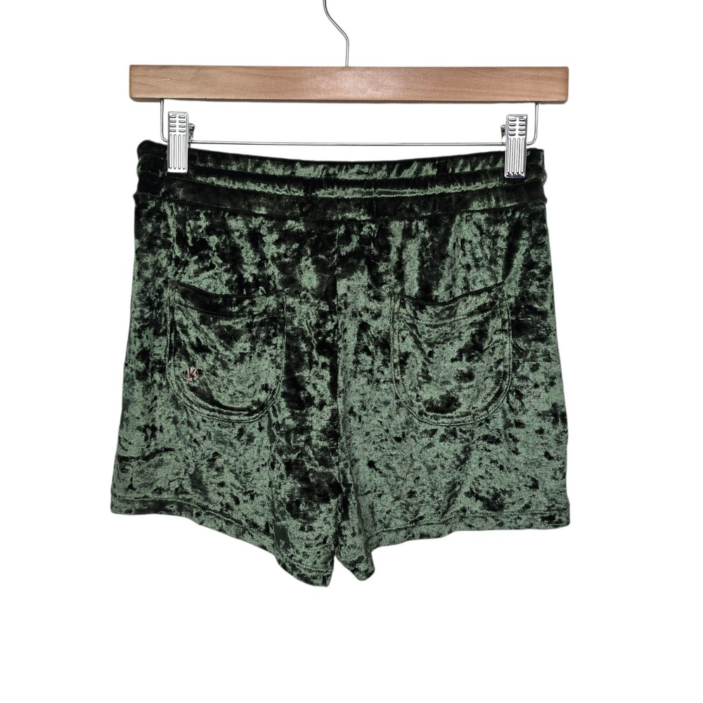 Buffbunny Collection Womens Extra Small Forest Green Crushed Velvet Shorts XS